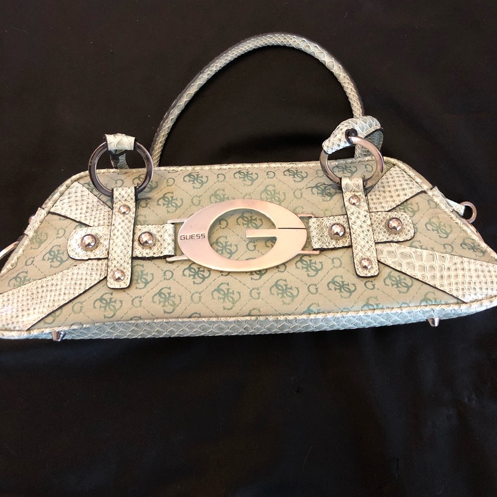 Women’s Green GUESS Crocodile Small Hand Bag